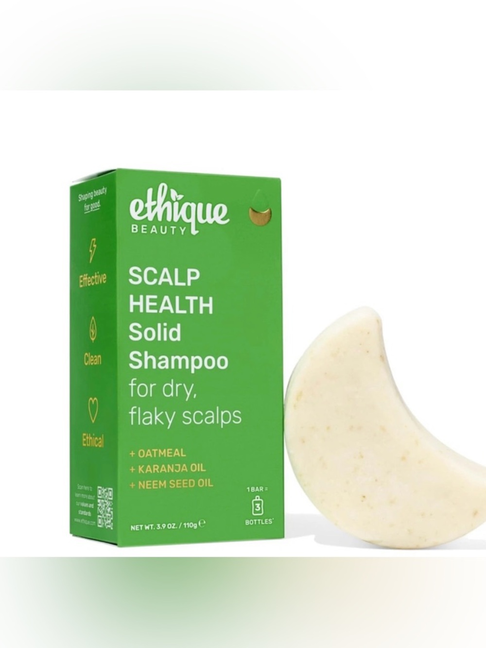 Ethique Scalp Health Shampoo Bar Itchy Dry Flaky Scalps Oatmeal. 1 Bar=3Bottles